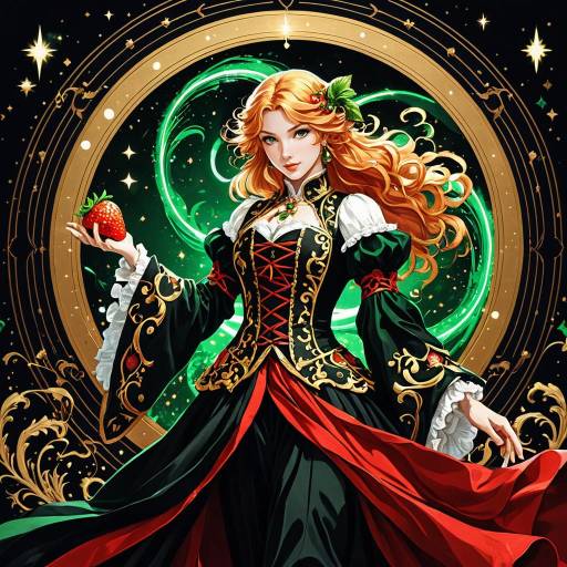 Anime-Style Mystical Bard with Strawberry Blonde Hair