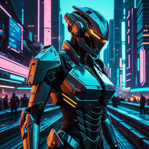 Futuristic Cyber Battle Android Portrait