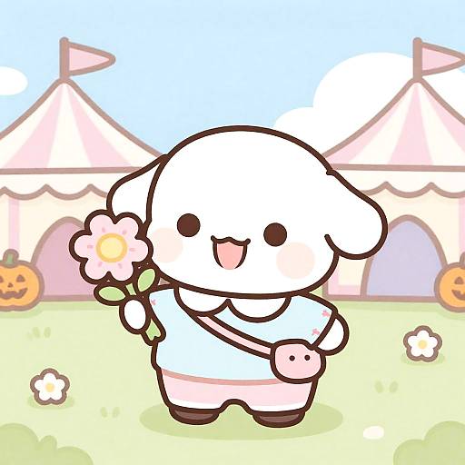 Tiny Cheerful Zombie with Flower Bouquet