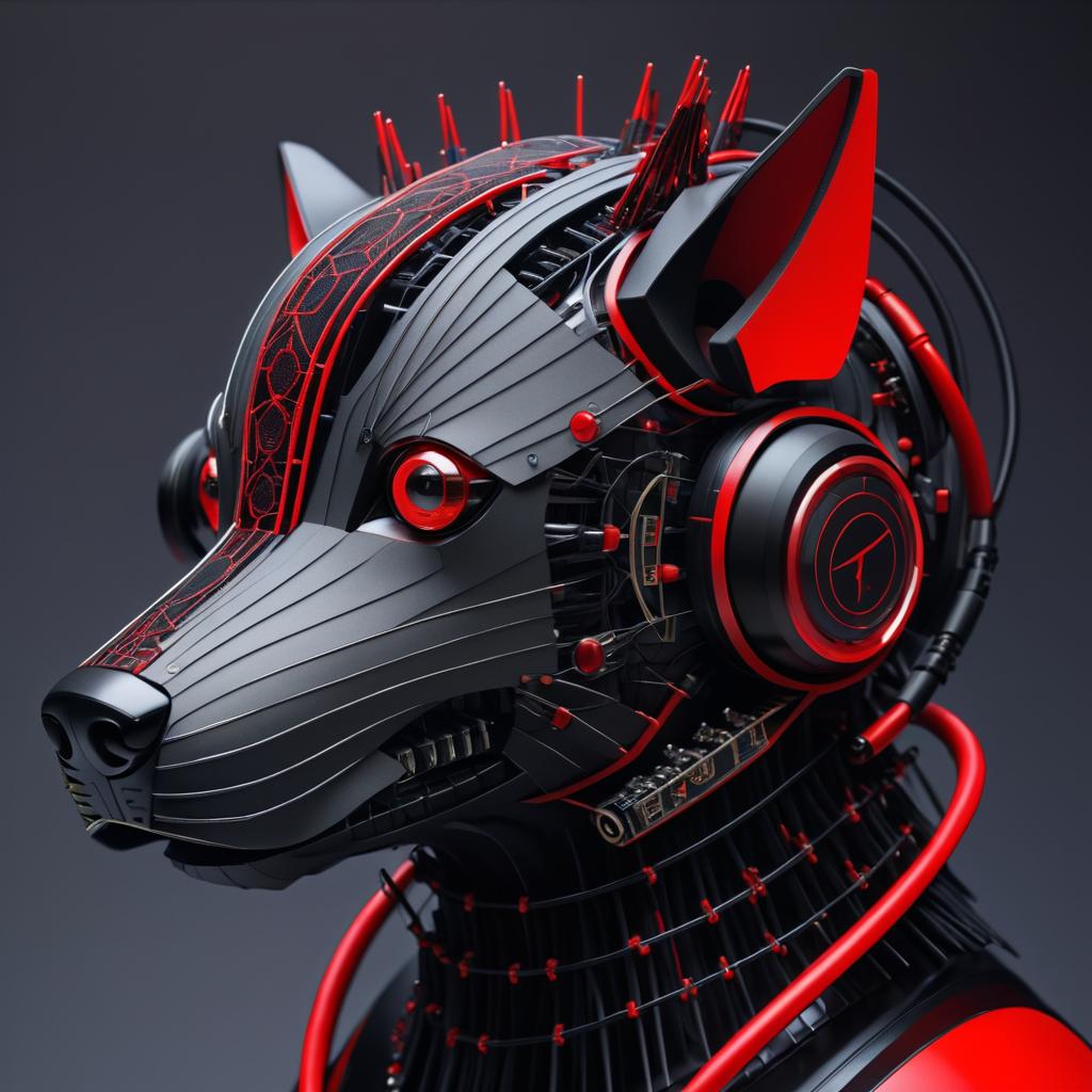 Futuristic Portrait of a Robotic Dog