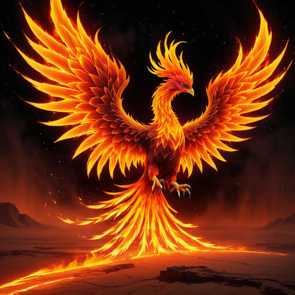 Fiery Phoenix in a Barren Wasteland