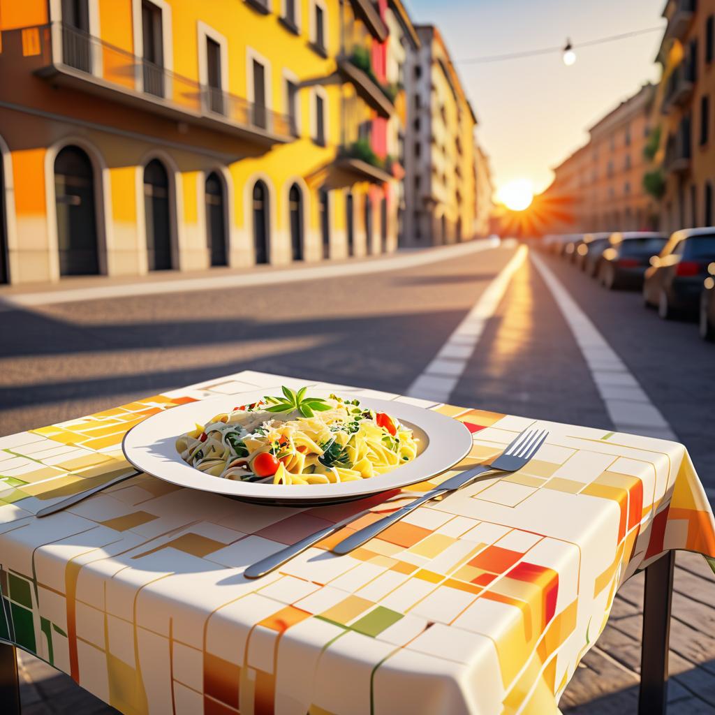 Elegant Urban Dining with Pasta Primavera