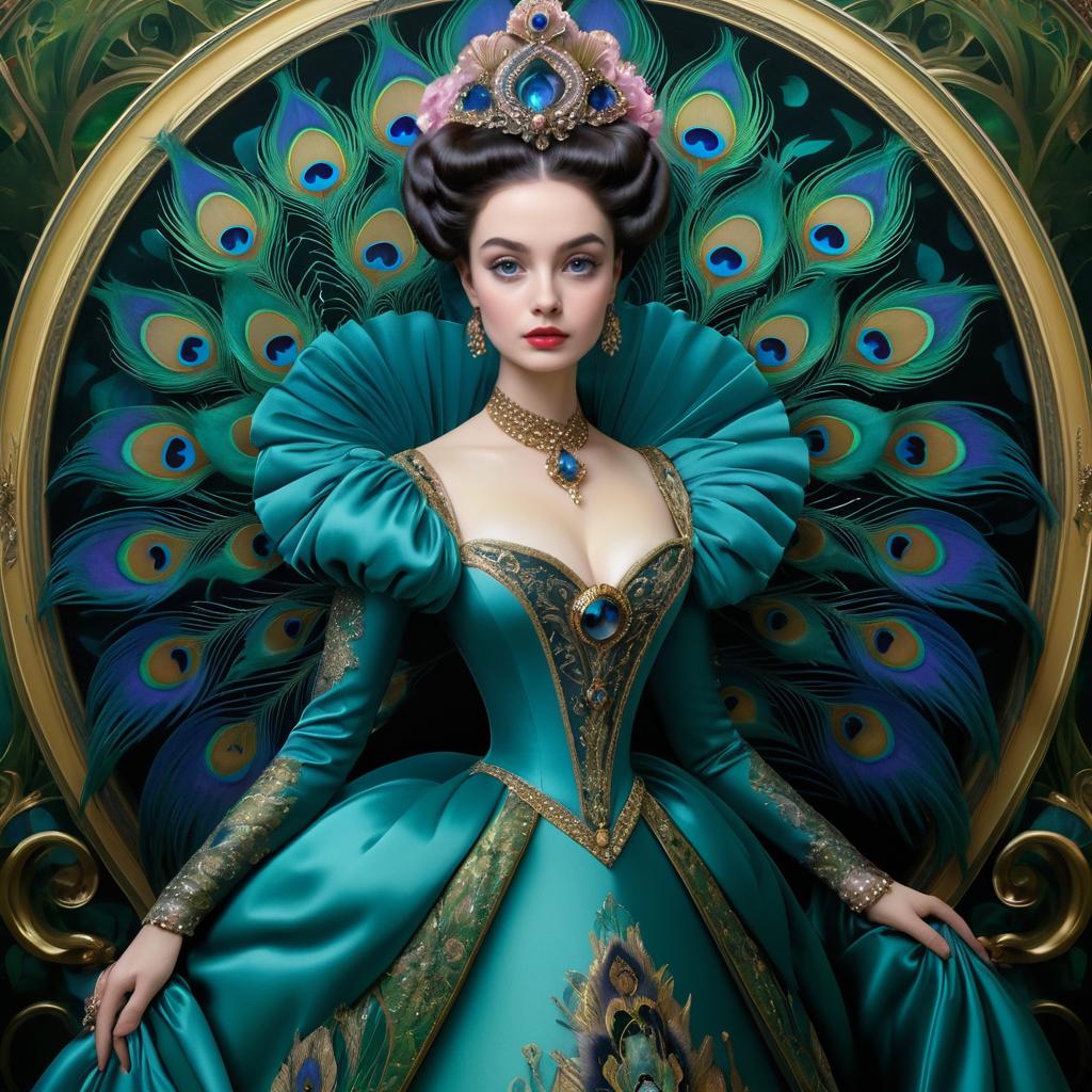 Enchanted Peacock in Art Nouveau Elegance