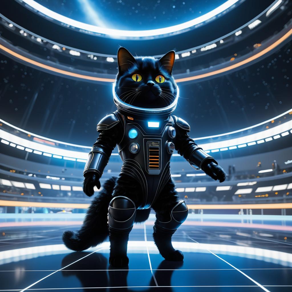 Futuristic Telepathic Cat in Space Suit