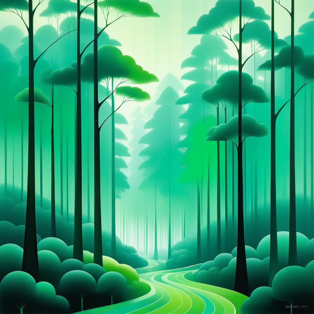 Emerald Forest in Mid-Century Style