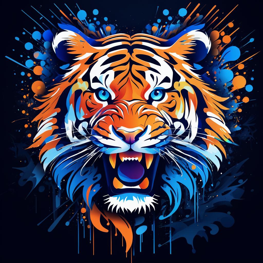 Vibrant Graffiti Tiger T-Shirt Design