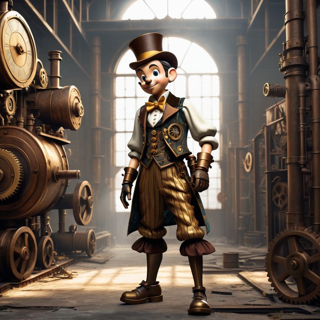 Steampunk Pinocchio in Abandoned Factory