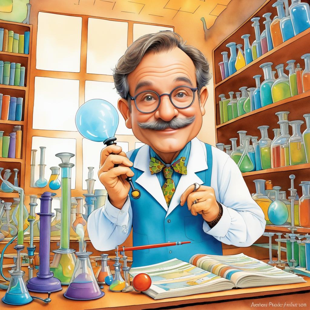 Whimsical Chemistry Professor Illustration