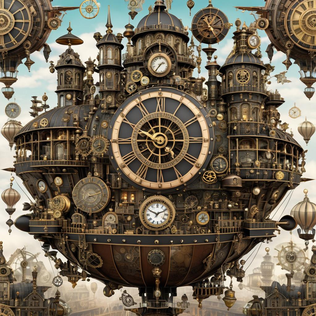 Intricate Steampunk Airship Collage Art