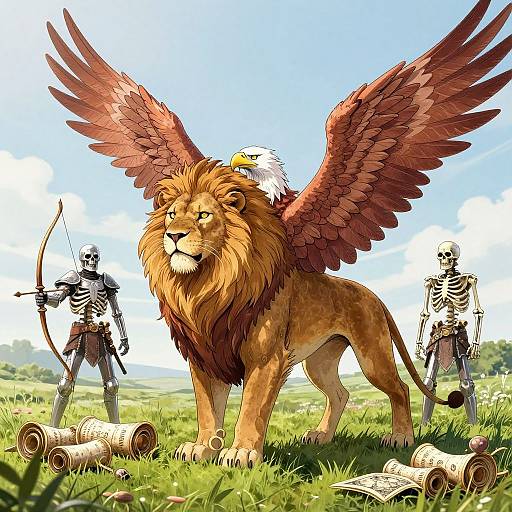 Mythical Griffin Archer with Scrolls
