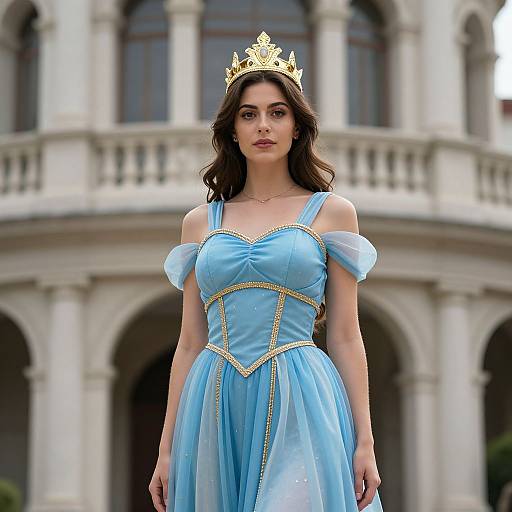 Goddess in Blue Dress and Crown