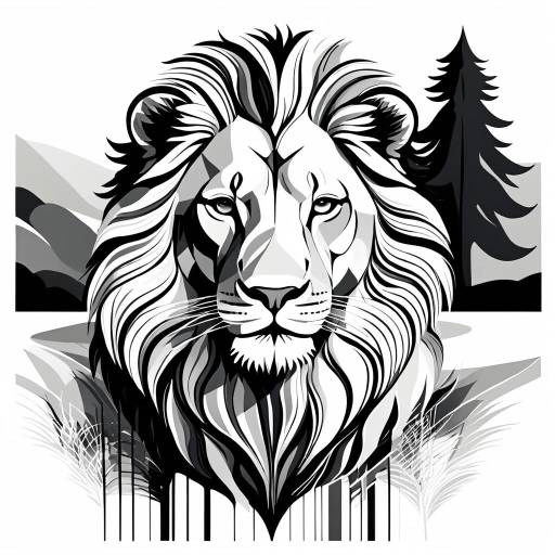 Monochrome Minimalistic Lion Illustration