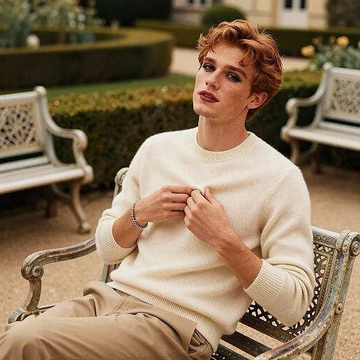 Elegant Fashion Portrait in French Garden