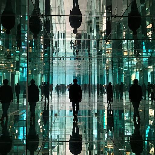 Endless Glass Corridor Reflections