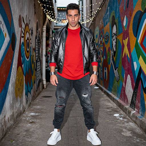 Man in Vibrant Urban Streetwear