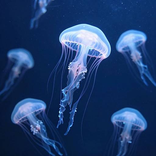 Ethereal Bioluminescent Jellyfish Scene