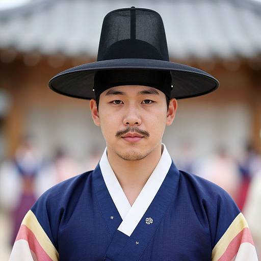 Realistic Portrait of Korean Male in Traditional Costume