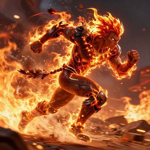 Blazeiken Sprinting Through Fiery Battlefield