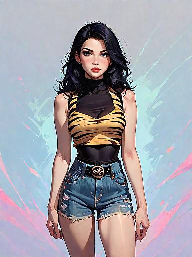 Realistic Comic Girl in Casual Outfit