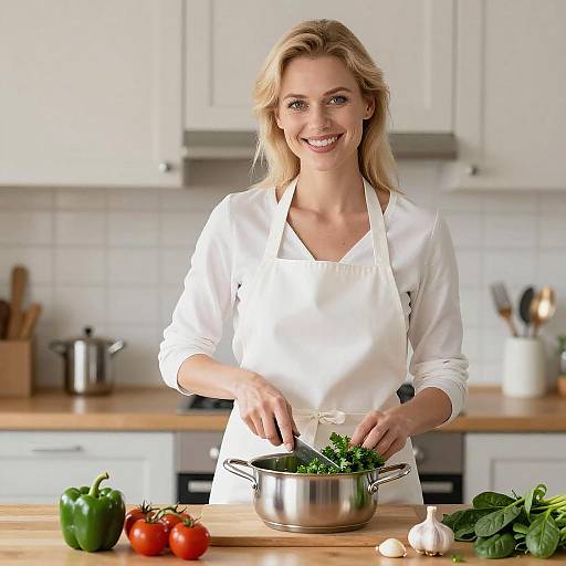 Bright Kitchen Scene with Smiling Chef