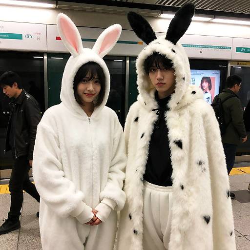 Whimsical Bunny Costumes in Subway