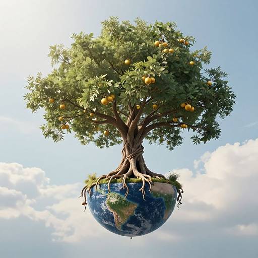 Ethereal Tree Between Earth and Sky