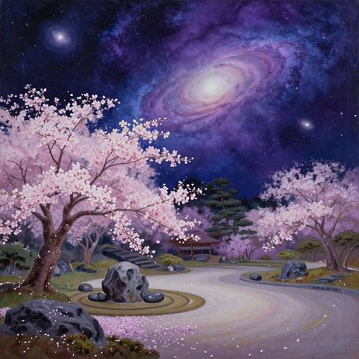 Surreal Japanese Garden in Space