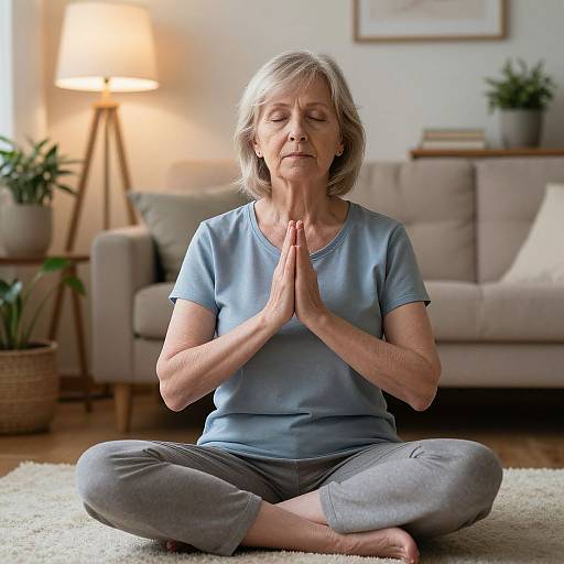 Serene Elderly Woman Meditating Indoors