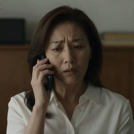 Concerned Woman Talking on Phone