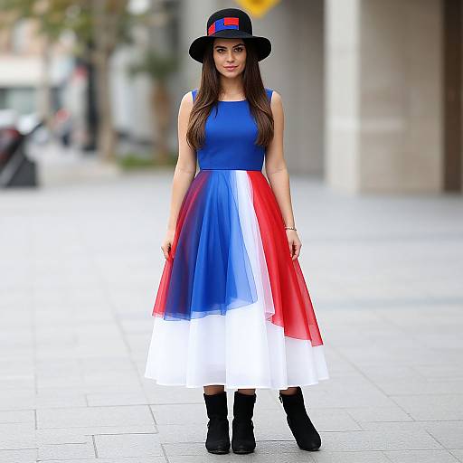 Woman in Colorful Dress and Hat