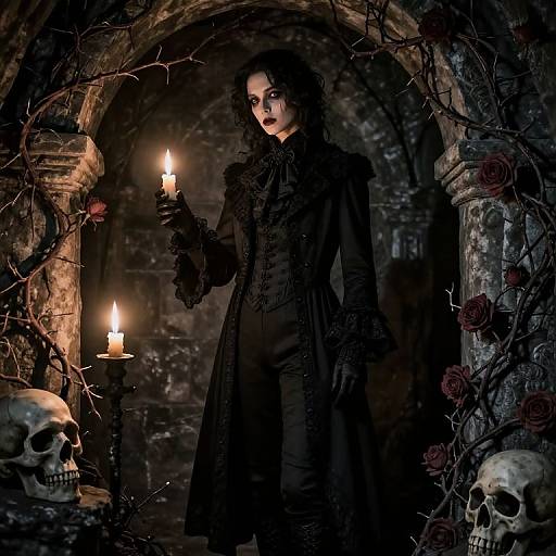 Gothic Victorian Figure in Crypt