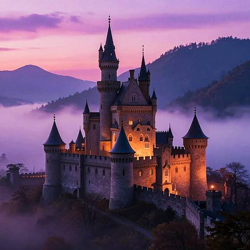Ethereal Medieval Castle at Dusk
