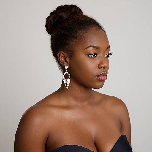 Realistic Dark-Skinned Woman with Updo