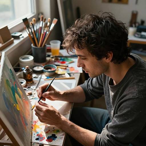 Bird's-Eye View of Artist at Work