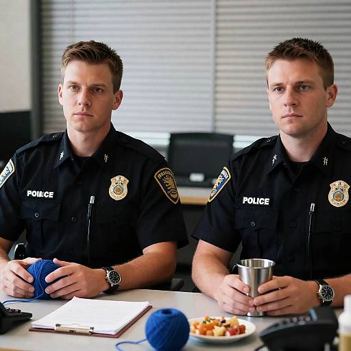 Serious Police Officers in an Office Setting