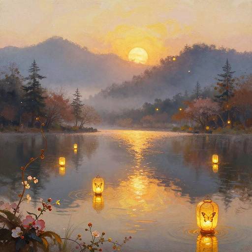 Serene Mountain Lake at Dawn