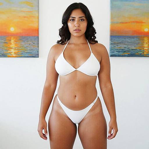Curvy Woman in White Bikini