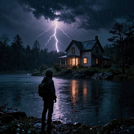 1985 Dark Fantasy Stormy Lake