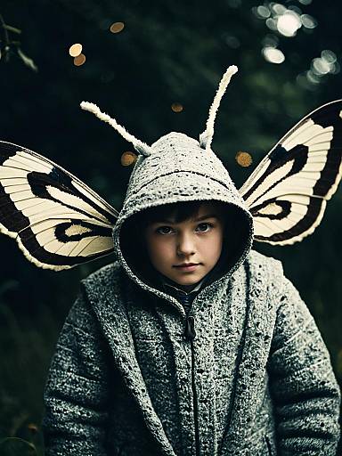 Boy in Moth Costume with Wings