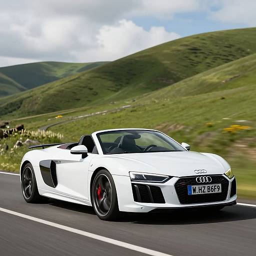 White Audi R8 Spyder on Scenic Road