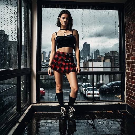 Alt Fashion Woman in Micro Skirt