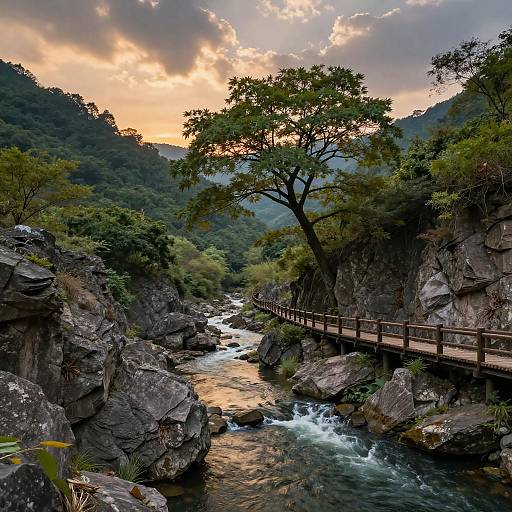 Serene Twilight Rocky Cliff Landscape