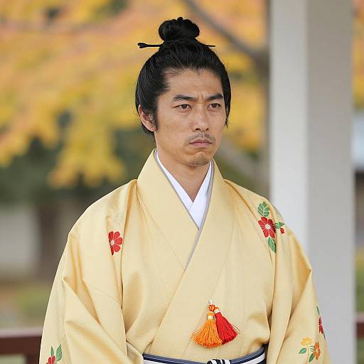 Asian Man in Traditional Japanese Kimono