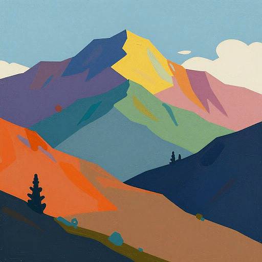 Vibrant Abstract Mountain Landscape