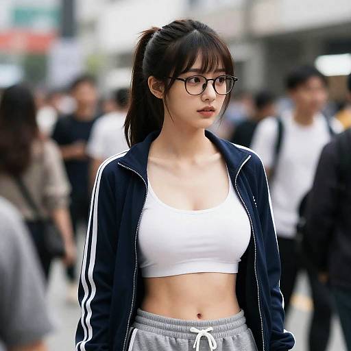 Young Woman in Sportswear with Glasses