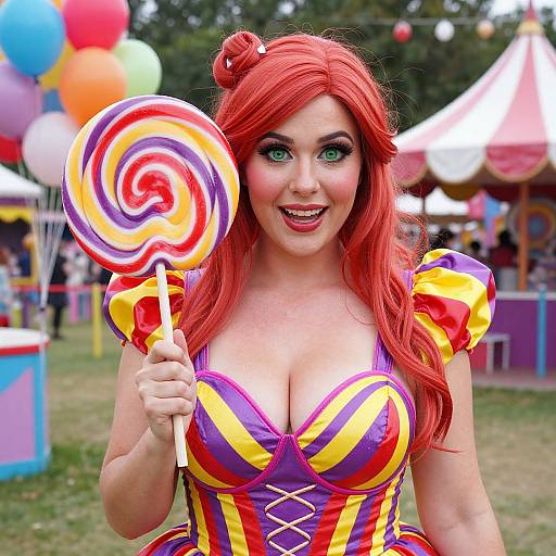 Joyful Lollipop Girl at Carnival