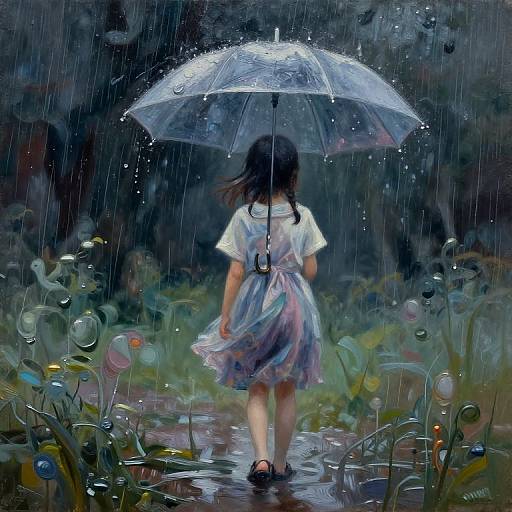 Ominous Rain Over Young Girl