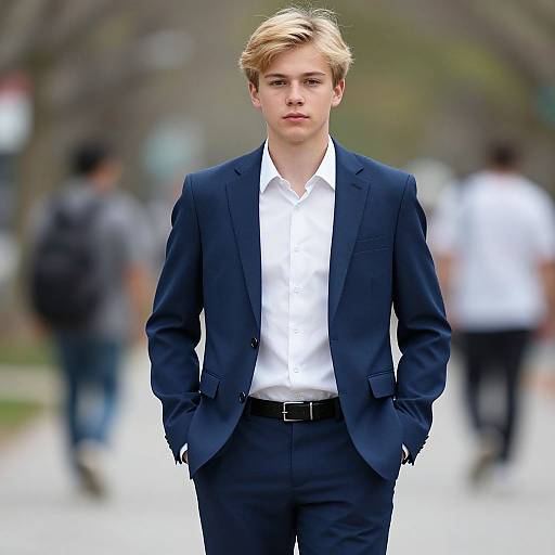 Young Male in Blue Semi-Formal Suit