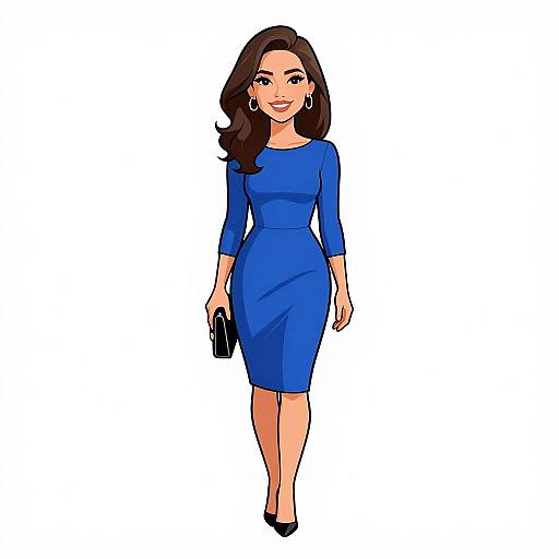 Chic Woman in Blue Bodycon Dress