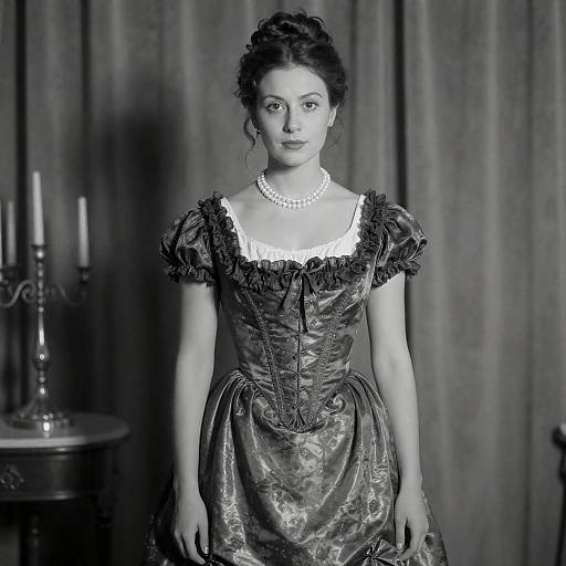 Victorian Woman in Metallic Gown Portrait